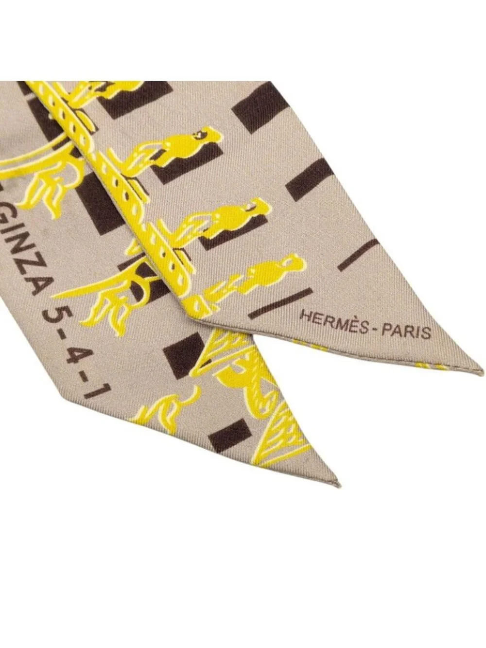 ★SOLD★ Hermes 24 Faubourg Seconde 10 Scarf Yellow System Silk - Picture 4 of 6